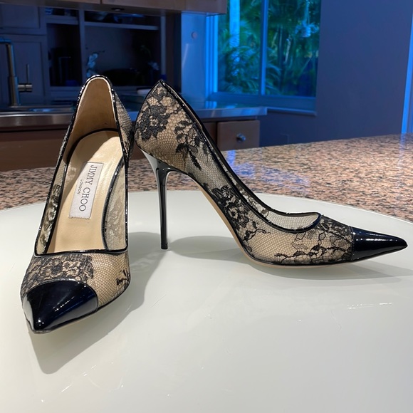 JIMMY CHOO lace and patent leather tip in black size EU 38.5 - Picture 6 of 14